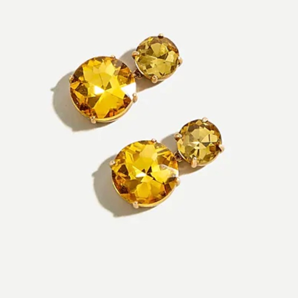 J Crew - Two gem drop earrings in vivid yellow